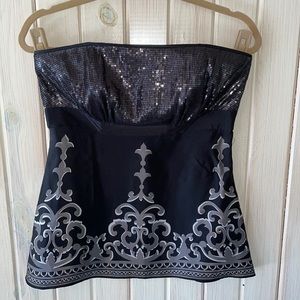 THRDUP- NWT White House Black Market Strapless sequin Top